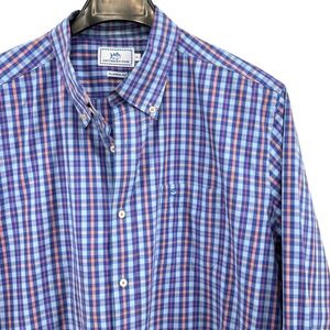 Southern Tide Mens XL Pre-Owned Classic Fit Plaid Button Down Shirt‎ Blue Orange